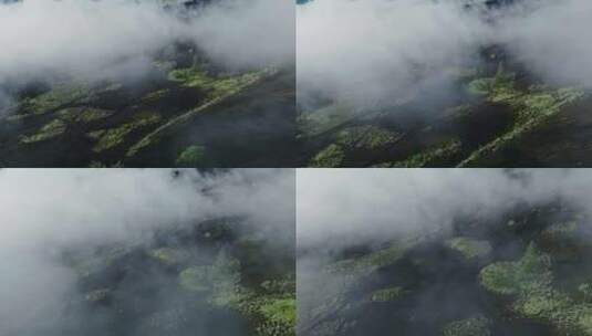 穿过云层的巴图尔火山无人机高清在线视频素材下载