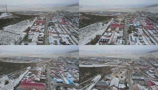 内蒙古乌兰布统冬季航拍高清在线视频素材下载