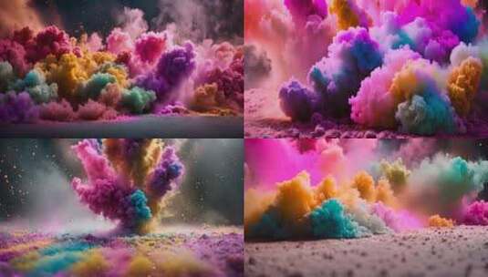 色彩爆炸绚丽色彩抽象创意艺术高清在线视频素材下载