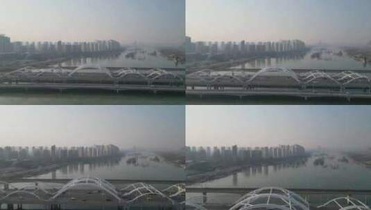 航拍西安广运大桥高清在线视频素材下载