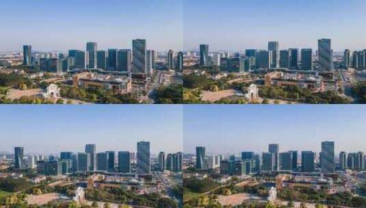 佛山顺德北滘新城建筑群和北滘门延时摄影高清在线视频素材下载