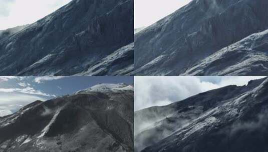 云南哈巴雪山天空山峰航拍高清在线视频素材下载