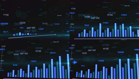 带有蓝色上升箭头的财务图表高清在线视频素材下载