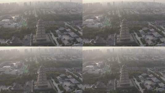 航拍视角下的西安大雁塔全景高清在线视频素材下载
