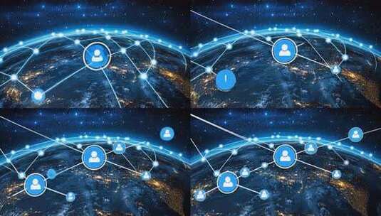 地球网络连接人物元素画面高清在线视频素材下载