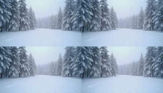 寒冬树林白色雪景4k舞台粒子活动背景高清在线视频素材下载