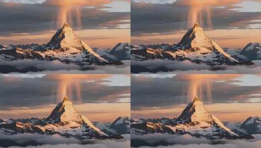 雪山日出壮丽景观高清在线视频素材下载