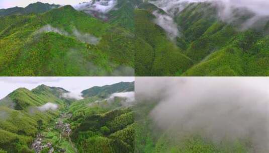 航拍森林云雾合集 高山云雾 优美自然 山村高清在线视频素材下载