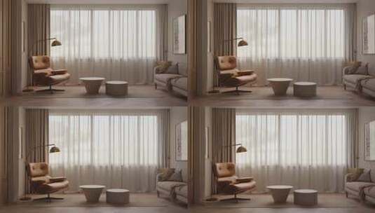 现代简约风格客厅室内场景高清在线视频素材下载