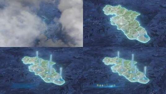 黄冈市地图-云雾俯冲勾勒轮廓高清AE视频素材下载
