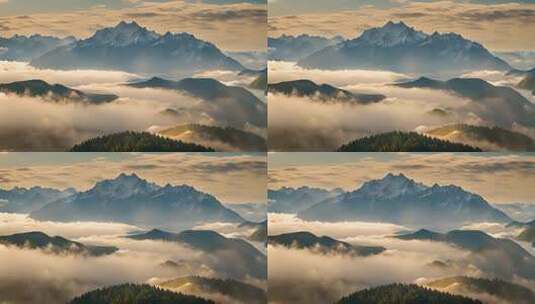 云海环绕的壮丽雪山景观高清在线视频素材下载