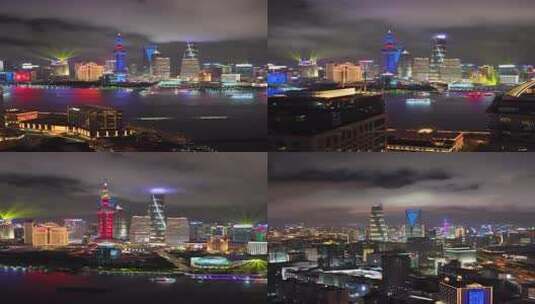 上海陆家嘴夜景航拍素材高清在线视频素材下载