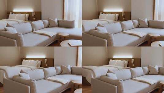 现代风格酒店卧室室内场景高清在线视频素材下载