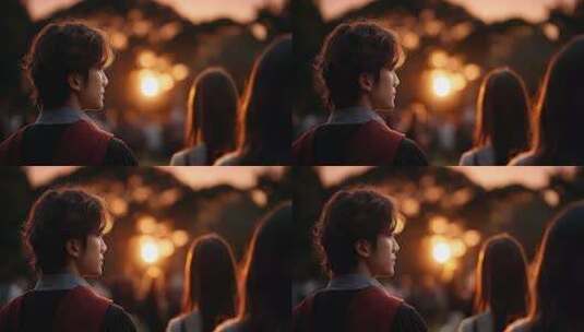 毕业典礼青年眺望未来高清在线视频素材下载