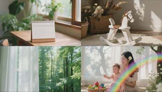温馨婴儿房与宝宝成长合集高清在线视频素材下载