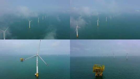 海上风力发电平台高清在线视频素材下载