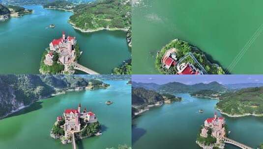 贵州黔西南州兴义市的万峰湖畔的吉隆堡高清在线视频素材下载