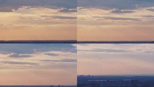 武汉东西湖上空即将进入武汉天河机场的飞机高清在线视频素材下载