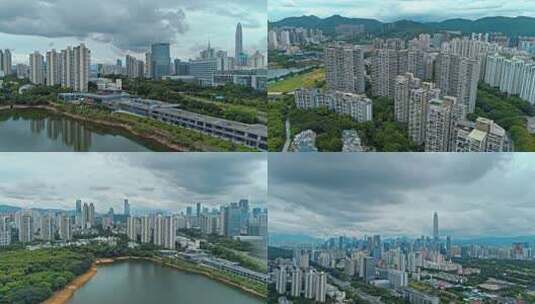 【4K】深圳航拍CBD商务办公写字楼高清在线视频素材下载
