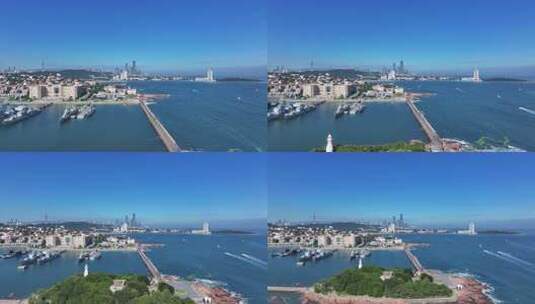 青岛中国人民解放军海军博物馆航拍高清在线视频素材下载