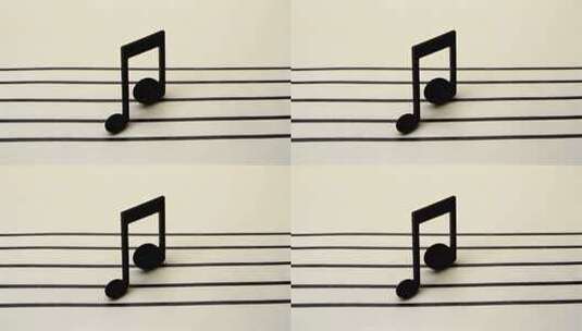 五线谱上的黑色音符素材高清在线视频素材下载