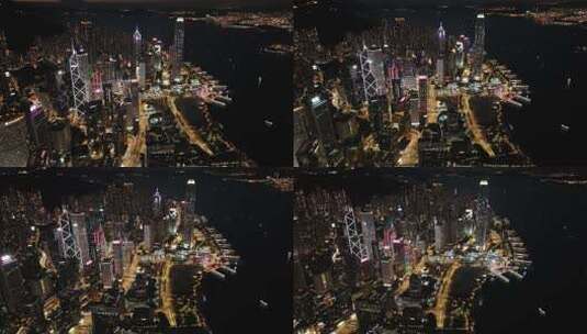 香港维多利亚港夜景航拍高清在线视频素材下载