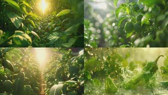 青椒入水溅起水花画面高清在线视频素材下载