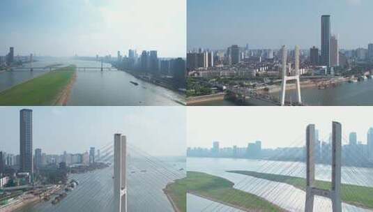 江西八一大桥跨江大桥高清在线视频素材下载