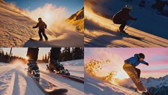 极限运动滑雪 高难度动作滑雪高清在线视频素材下载