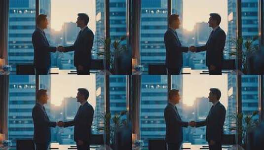 办公室内商务人士握手合作高清在线视频素材下载