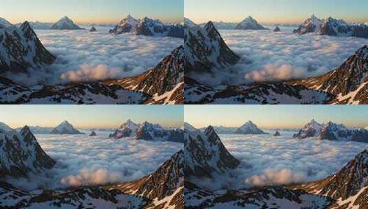 雪山云海壮丽全景高清在线视频素材下载