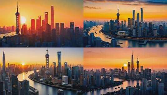 都市晨曦城市天际光影变幻日出东方高楼林立高清在线视频素材下载