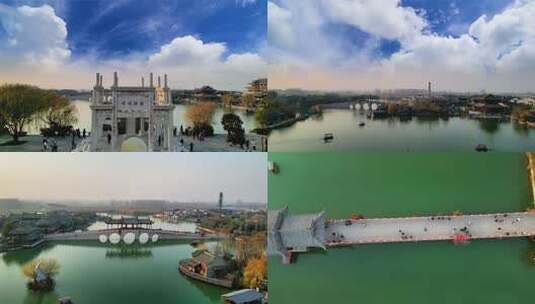 4K开封朱仙镇启封故园航拍精忠报国状元桥高清在线视频素材下载