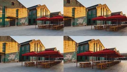 复古工业风老厂房创意园户外休闲街区视频高清在线视频素材下载