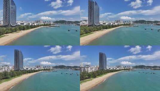 航拍海南三亚湾高清在线视频素材下载