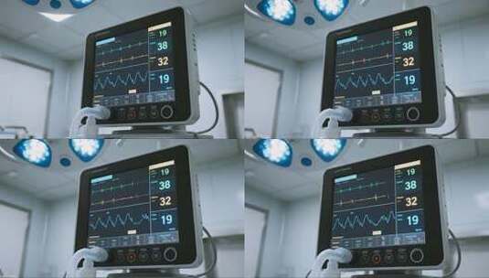医院手术室监护仪心电图医疗概念视频高清在线视频素材下载