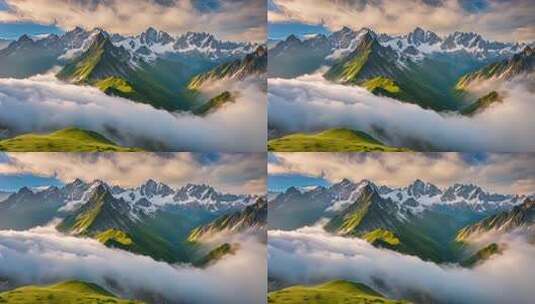 壮美雪山云海自然风光高清在线视频素材下载