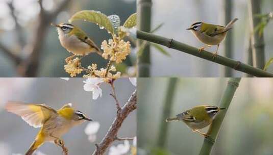 绣眼鸟站在树枝上鸣叫高清在线视频素材下载