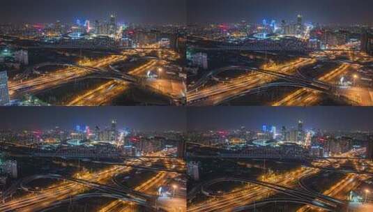 城市立交桥夜景车流俯瞰高清在线视频素材下载