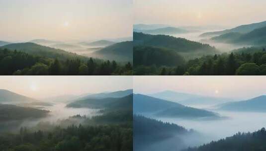 山林日出云雾环绕全景高清在线视频素材下载