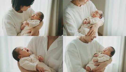 母亲怀抱中欢笑的婴儿高清在线视频素材下载