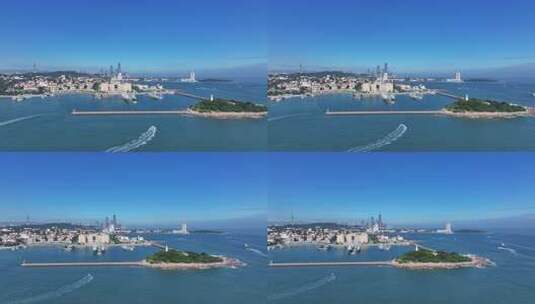 青岛中国人民解放军海军博物馆航拍高清在线视频素材下载