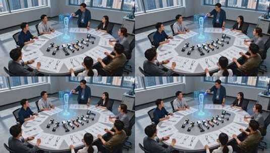 团队会议讨论机械手臂设计高清在线视频素材下载