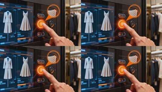 手指点击服装展示触摸屏高清在线视频素材下载