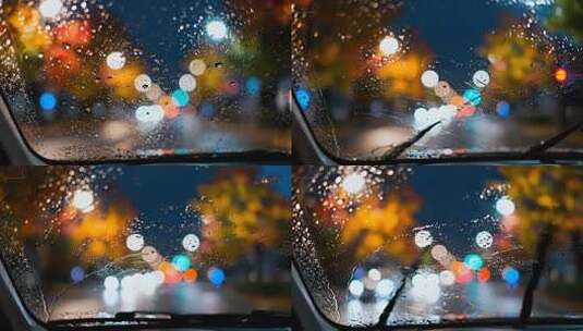 雨夜车窗都市孤独意境视频高清在线视频素材下载