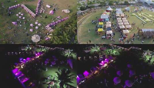 主题市集人群人流白天晚上夜景航拍高清在线视频素材下载