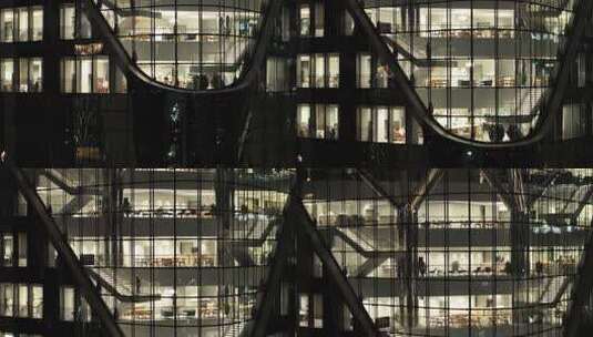 城市写字楼加班夜景航拍高清在线视频素材下载