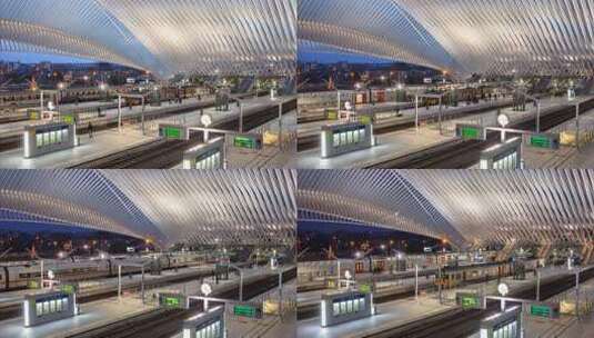 现代化火车站建筑与站台高清在线视频素材下载