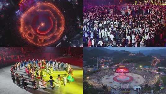 4k15分钟 万人火把节庆典人群狂欢宣传片高清在线视频素材下载