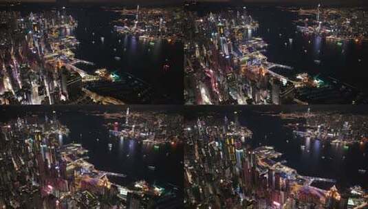 香港维多利亚港夜景航拍高清在线视频素材下载